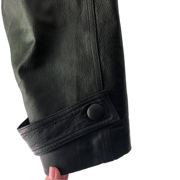 Liz Baker Vintage Leather Jacket Black Trench Coat XL - Picture 3 of 6